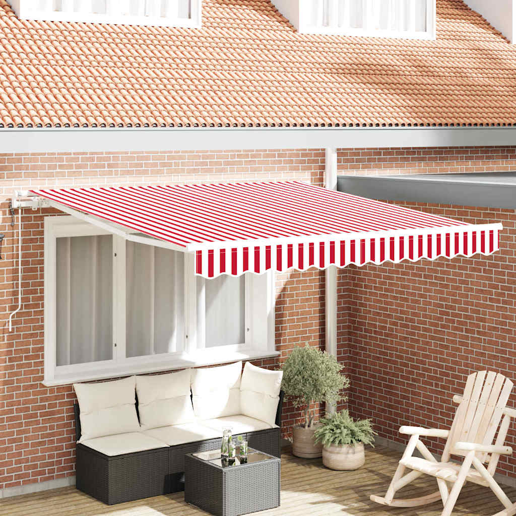 vidaXL Einziehbare Markise Rot und Weiß 350 x 250 cm Stoff