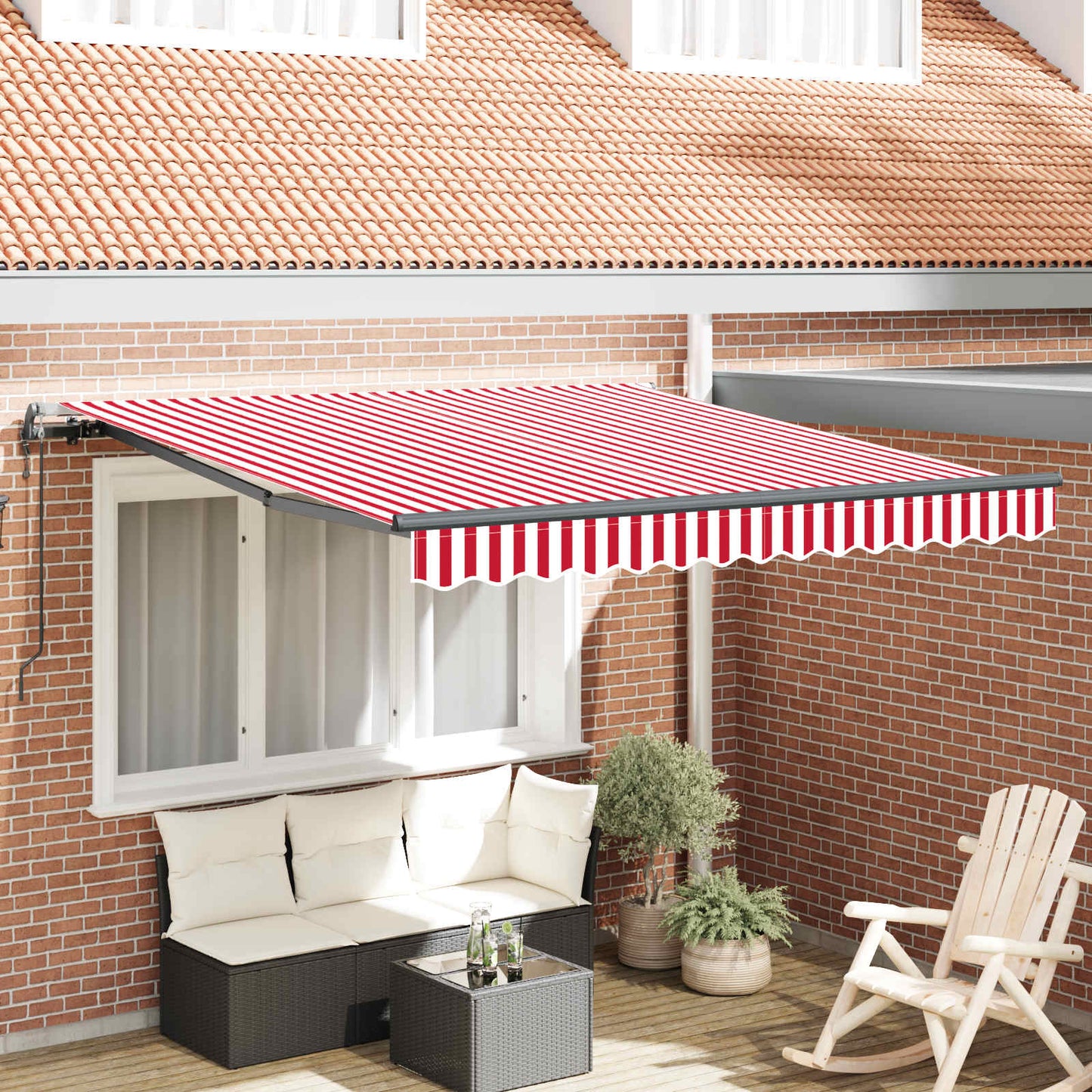 vidaXL Einziehbare Markise Rot und Weiß 350 x 250 cm