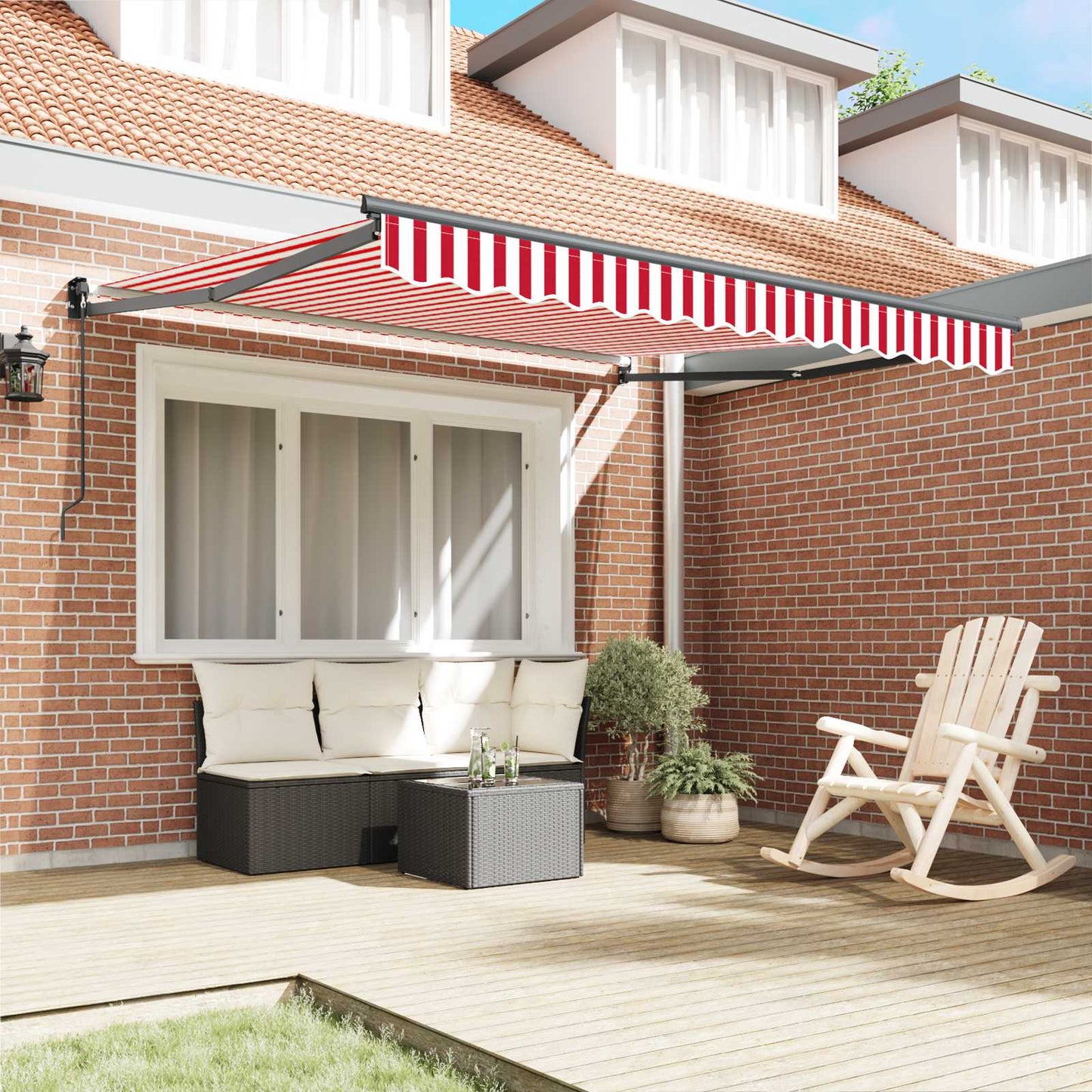 vidaXL Einziehbare Markise Rot und Weiß 350 x 250 cm