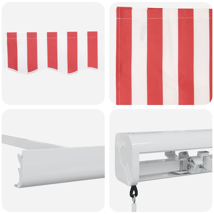vidaXL Einziehbare Markise Rot und Weiß 350 x 250 cm Stoff und Metall