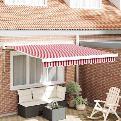 vidaXL Einziehbare Markise Rot und Weiß 350 x 250 cm Stoff und Metall