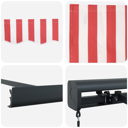 vidaXL Einziehbare Markise Rot und Weiß 350 x 250 cm Stoff und Metall