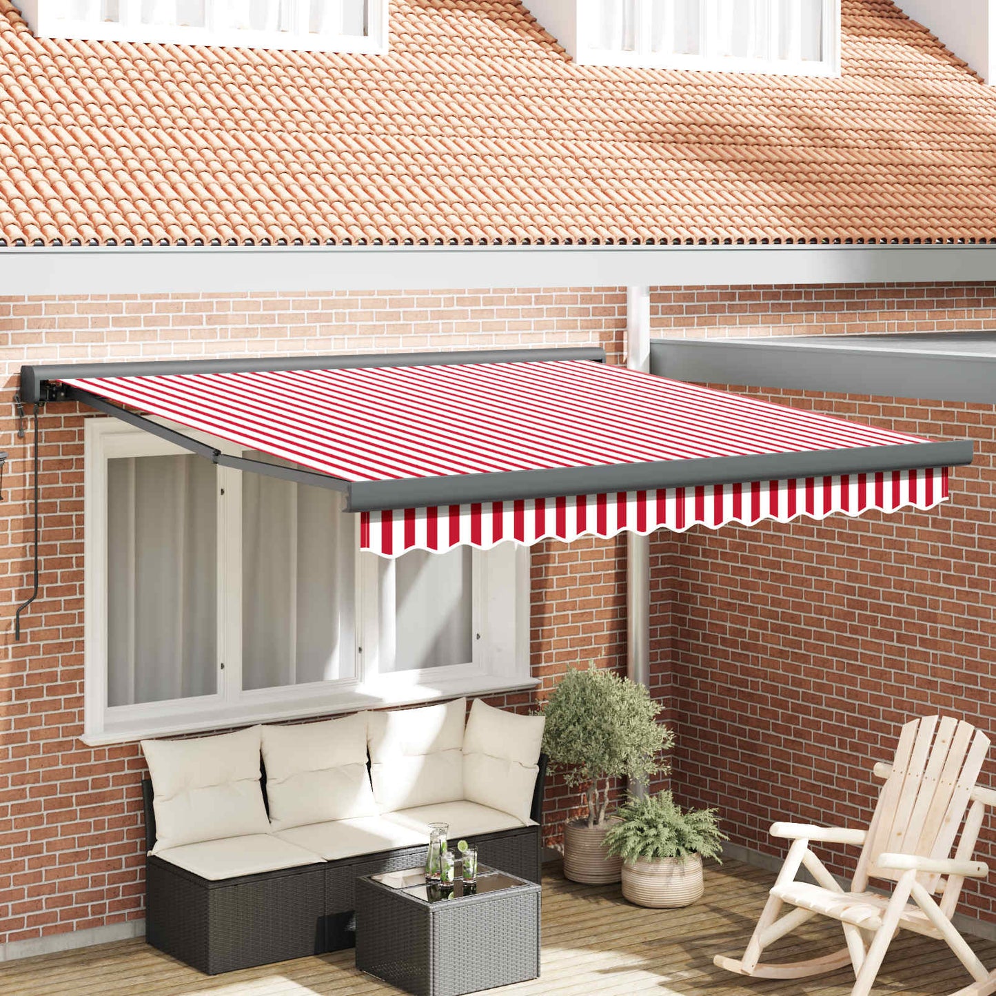 vidaXL Markise Rot und Weiß 350 x 250 x 165 cm Polyester und Aluminium