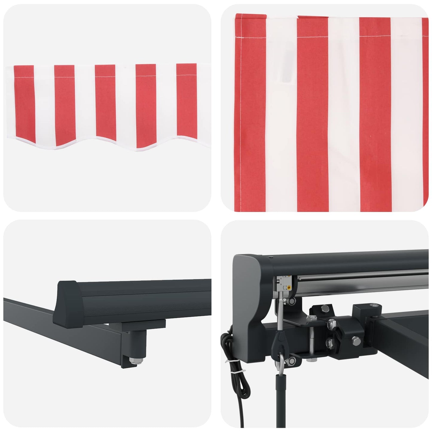 vidaXL Einziehbare Markise Rot und Weiß 350 x 250 cm
