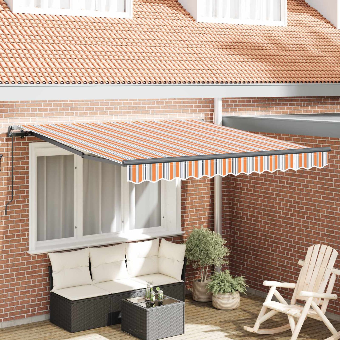 vidaXL Einziehbare Markise Mehrfarbig 350 x 250 cm Polyester und Stahl