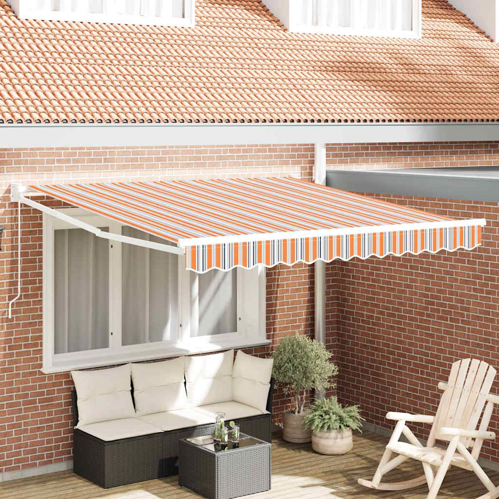 vidaXL Einziehbare Markise Orange Grau Blau Weiß 350 x 250 cm Stoff