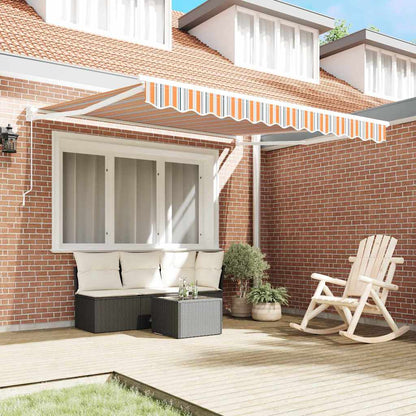 vidaXL Einziehbare Markise Orange Grau Blau Weiß 350 x 250 cm Stoff