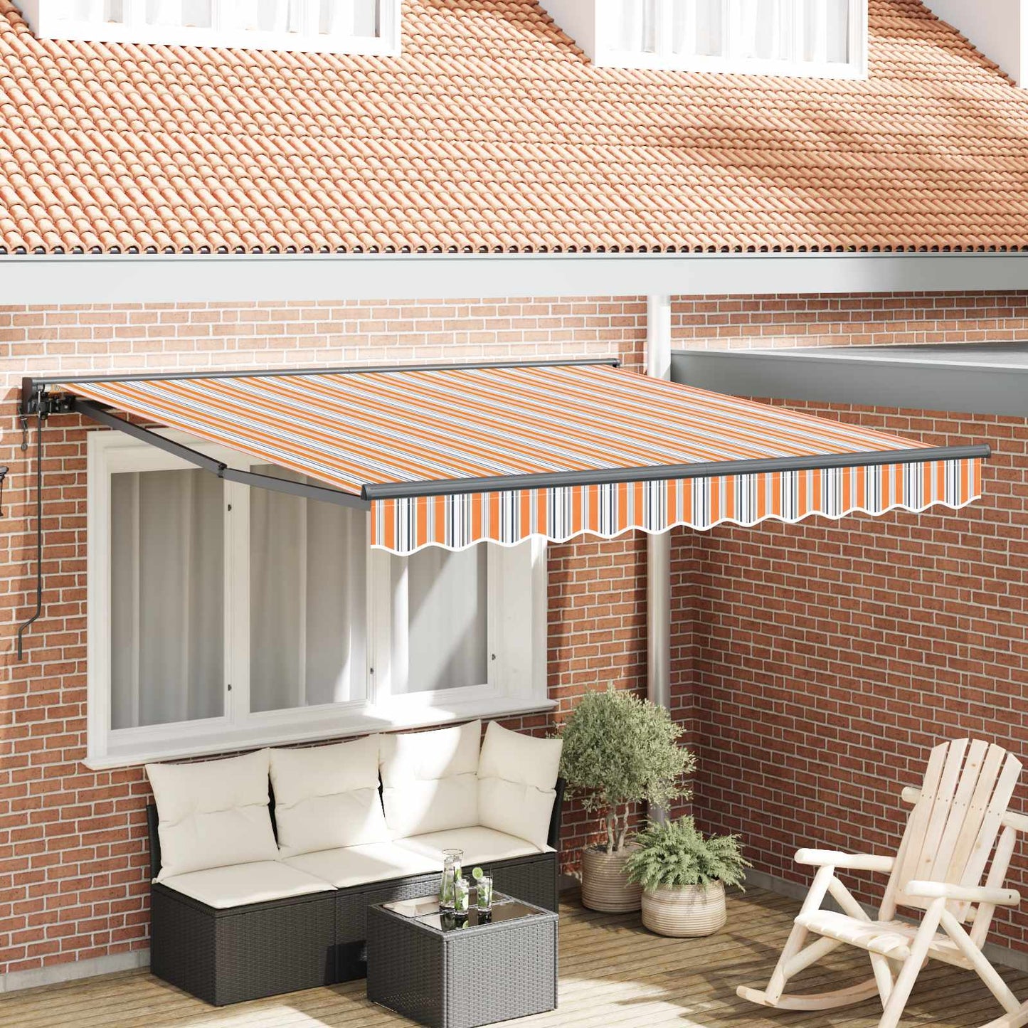 vidaXL Einziehbare Markise Blau und Orange 350 x 250 cm
