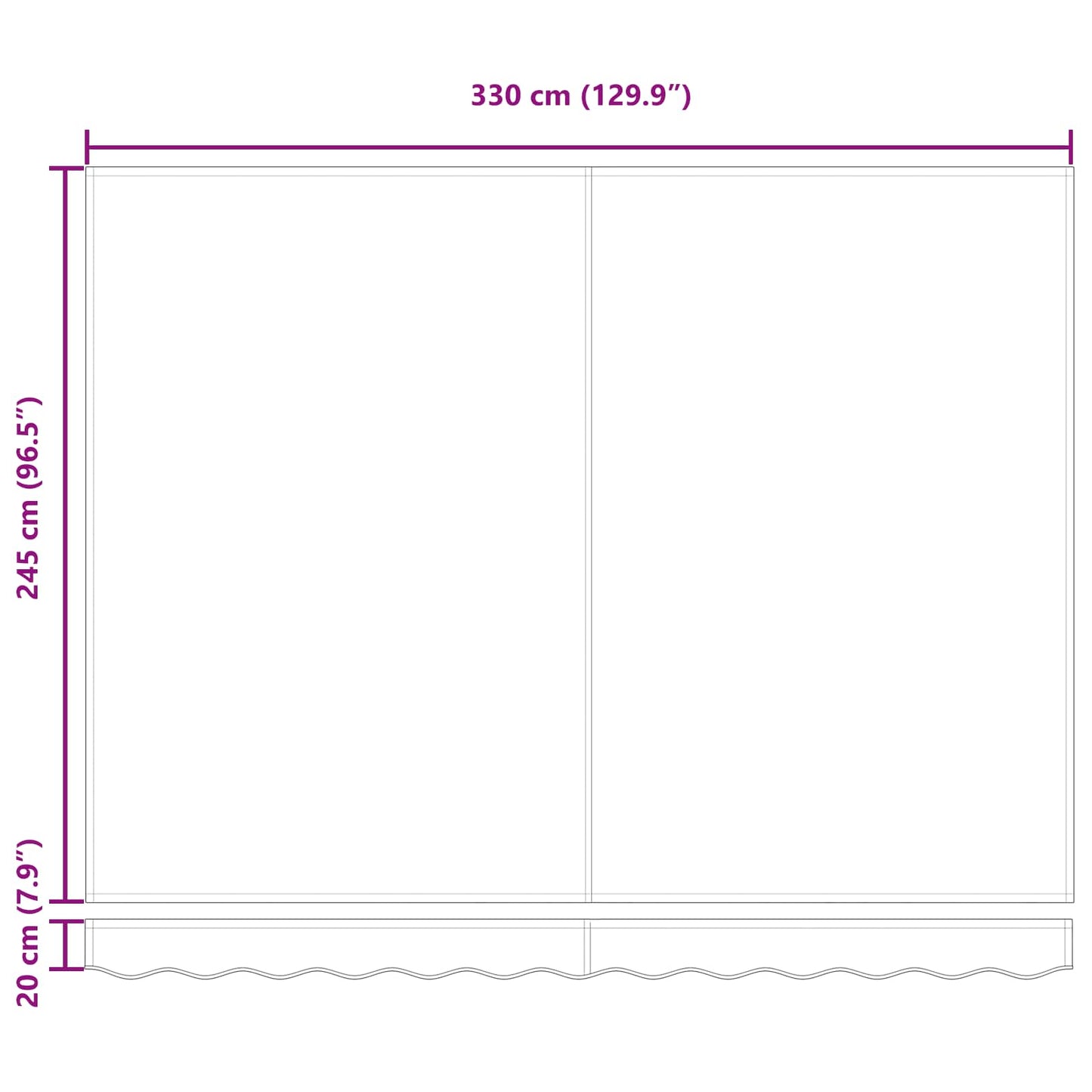 Einziehbare Markise Mehrfarbig 350 x 250 cm Polyester und Stahl