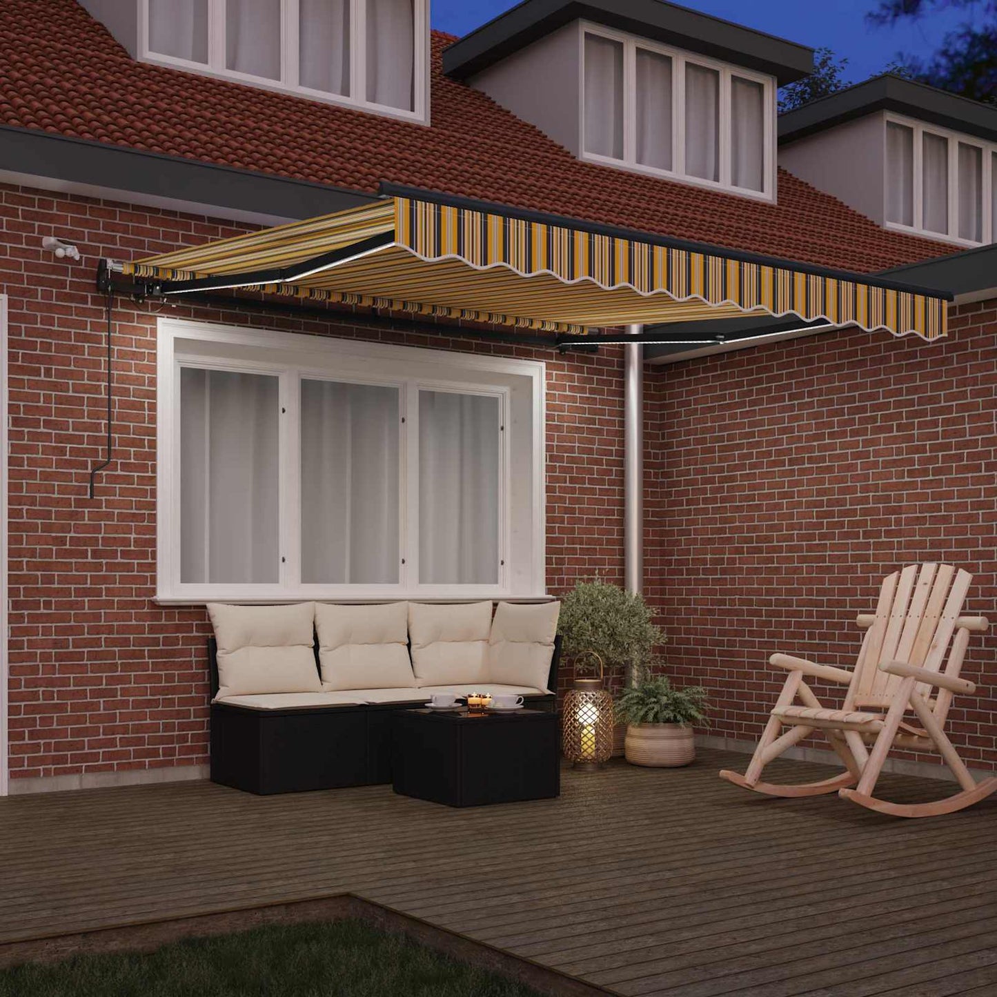 vidaXL Einziehbare Markise mit Mehrfarbig 350 x 250 cm Stoff