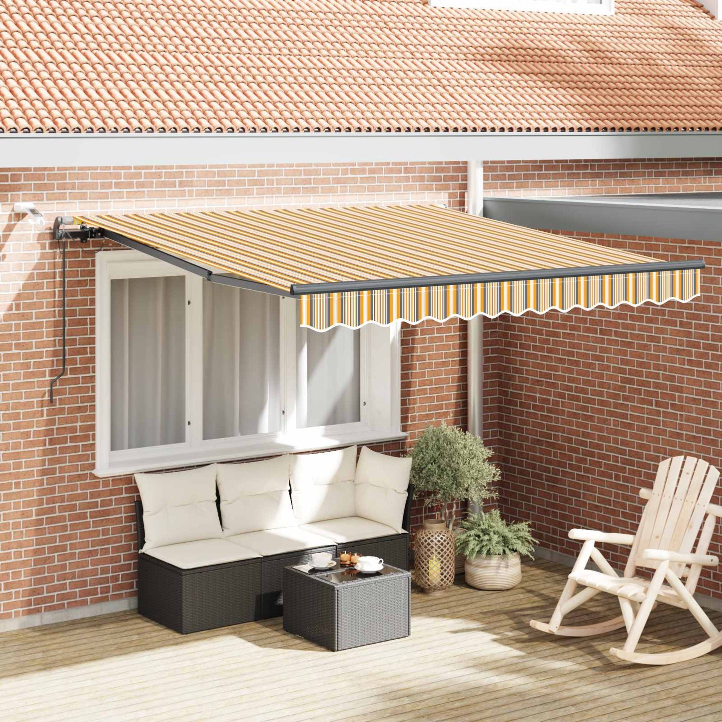 vidaXL Einziehbare Markise mit Mehrfarbig 350 x 250 cm Stoff