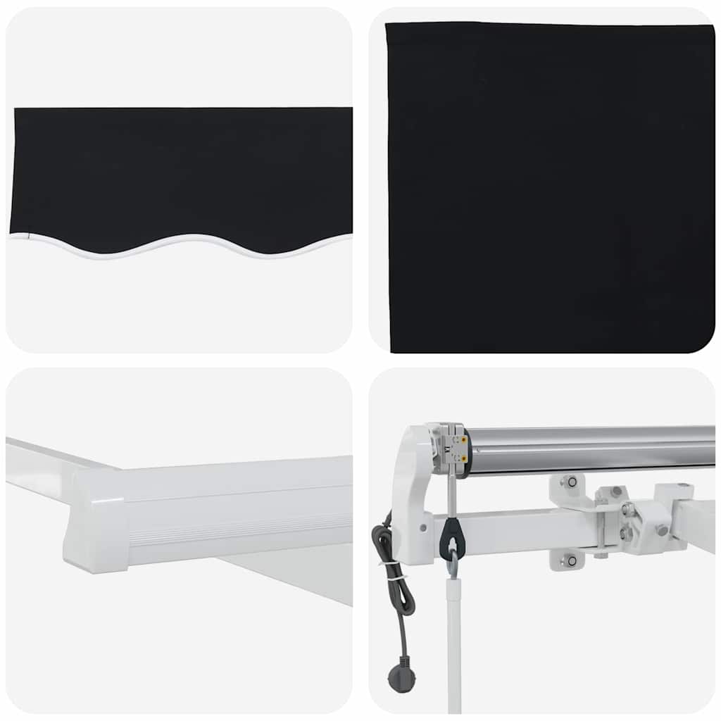 vidaXL Einziehbare Markise Schwarz 350 x 250 cm Stoff