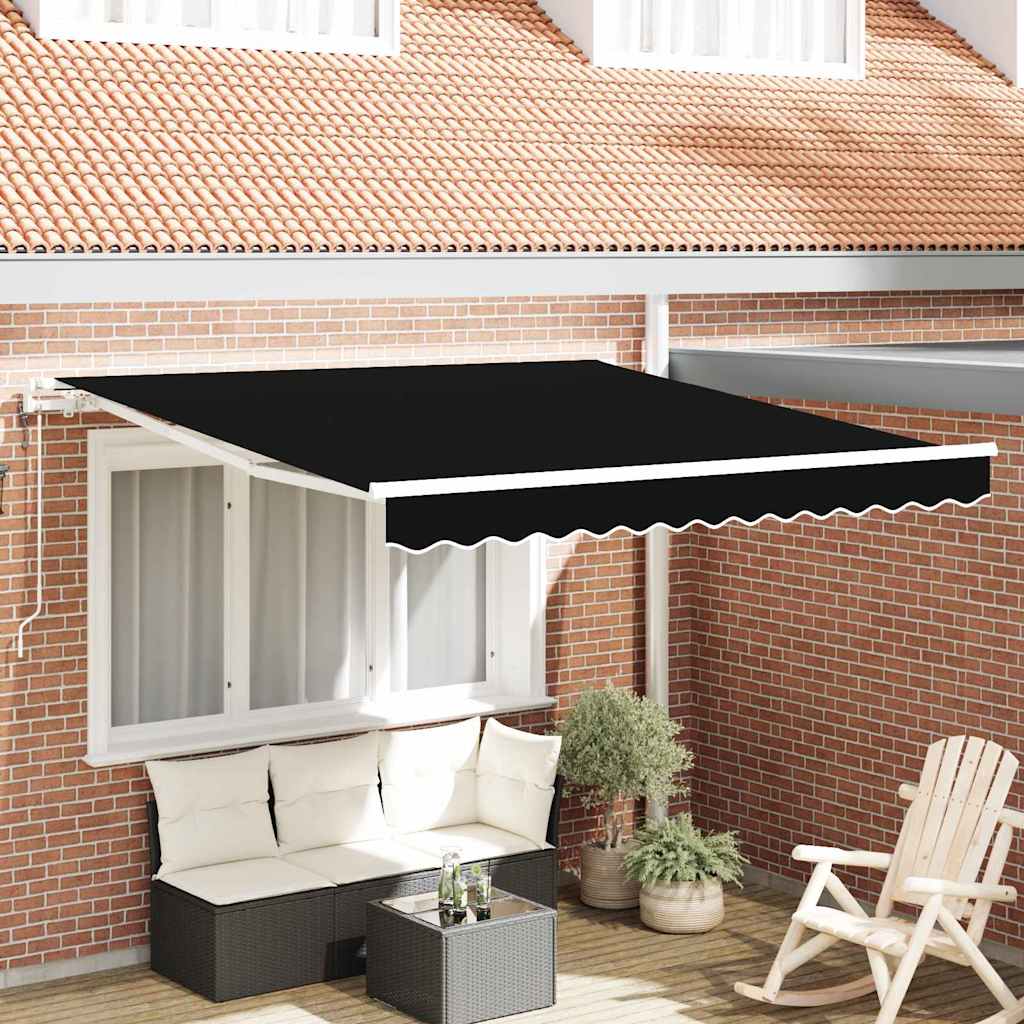 vidaXL Einziehbare Markise Schwarz 350 x 250 cm Stoff