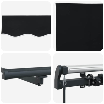 vidaXL Einziehbare Markise Schwarz 350 x 250 cm Polyester und Stahl