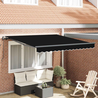 vidaXL Einziehbare Markise Schwarz 350 x 250 cm Polyester und Stahl