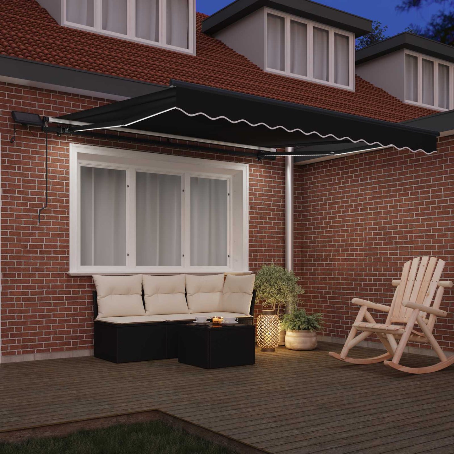 vidaXL Einziehbare Markise Schwarz 350 x 250 cm Stoff