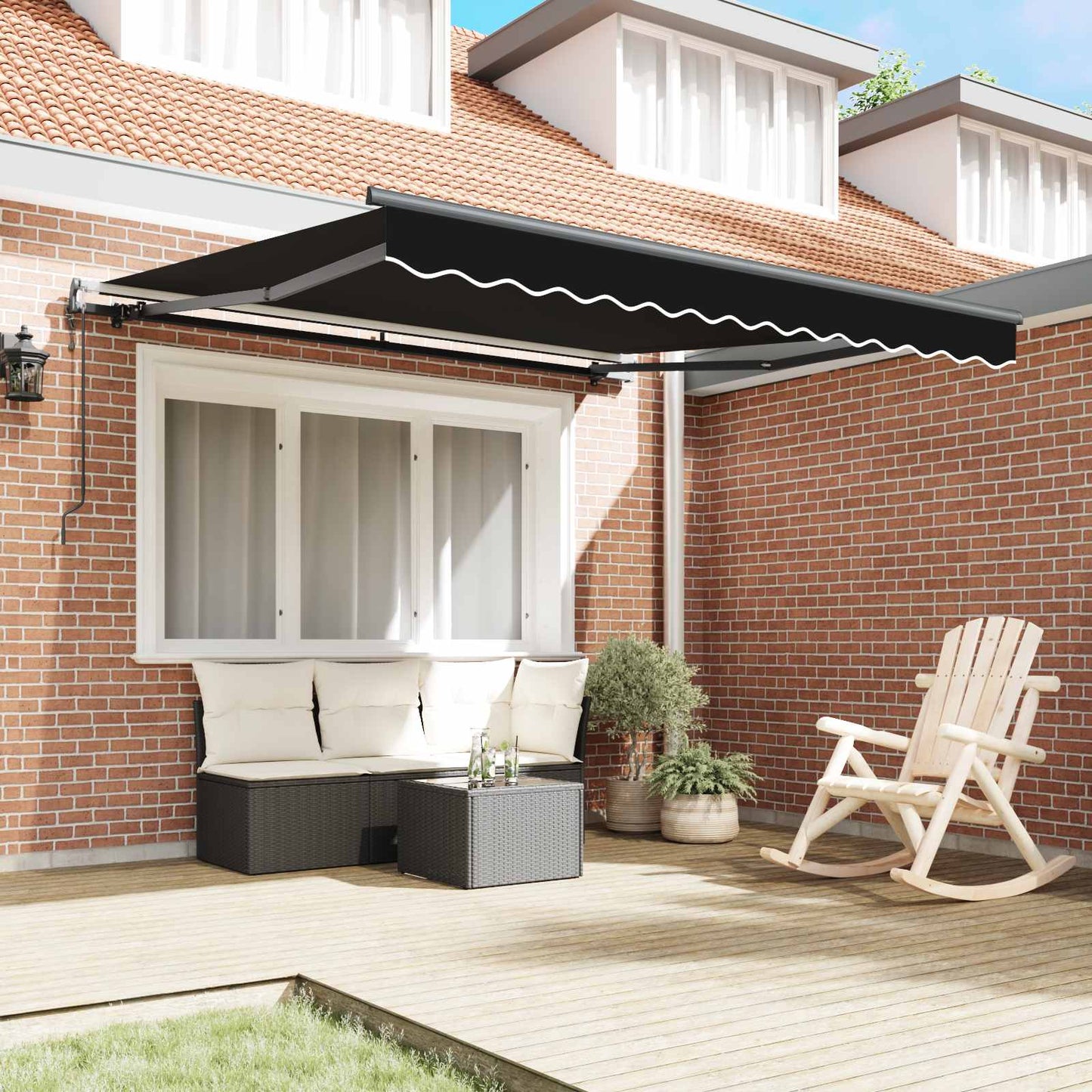 vidaXL Einziehbare Markise Schwarz 350 x 250 cm Stoff und Aluminium