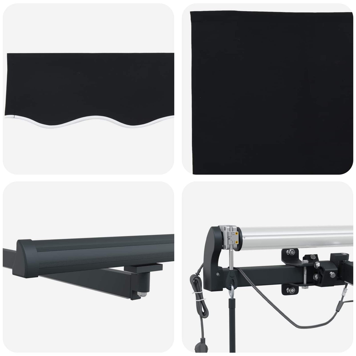 vidaXL Einziehbare Markise mit Schwarz 350 x 250 cm Stoff