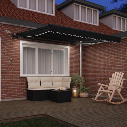 vidaXL Einziehbare Markise mit Schwarz 350 x 250 cm Stoff