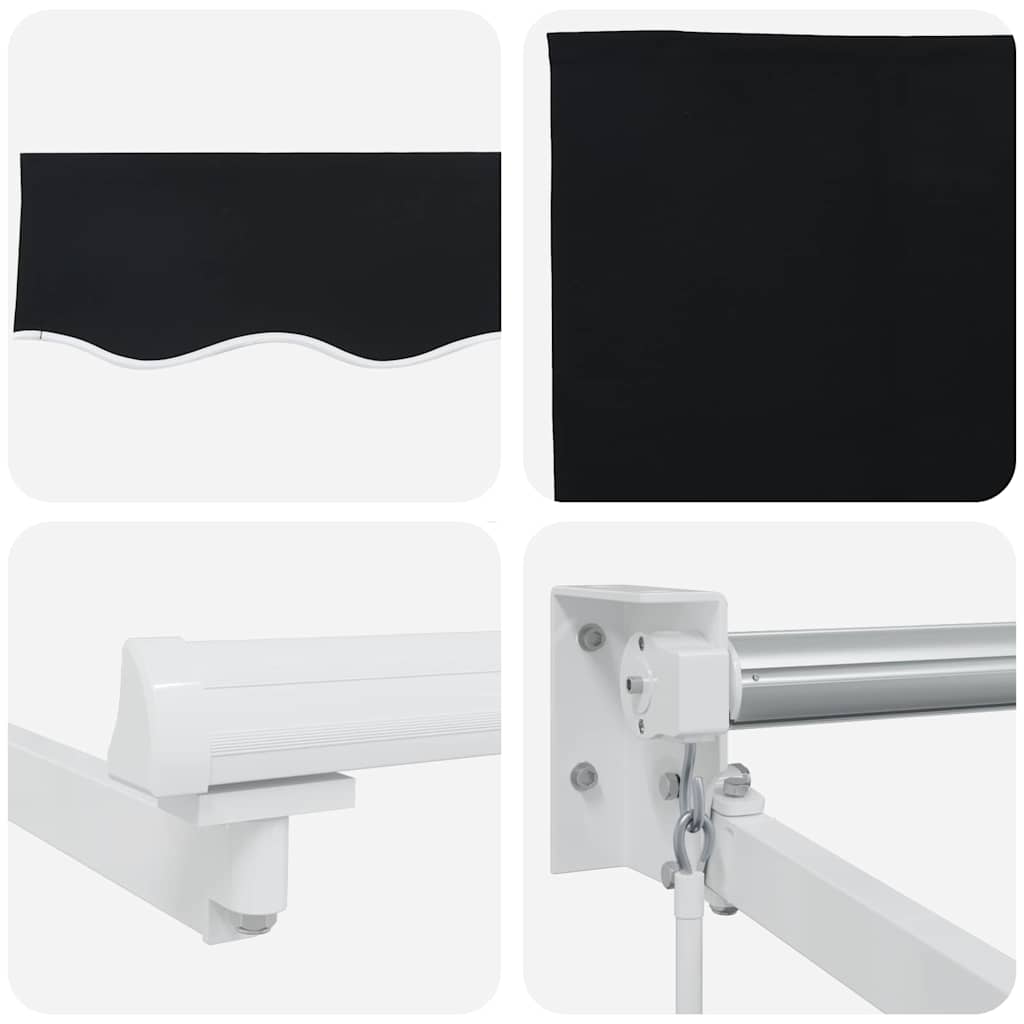 vidaXL Einziehbare Markise Schwarz 350 x 250 cm Stoff