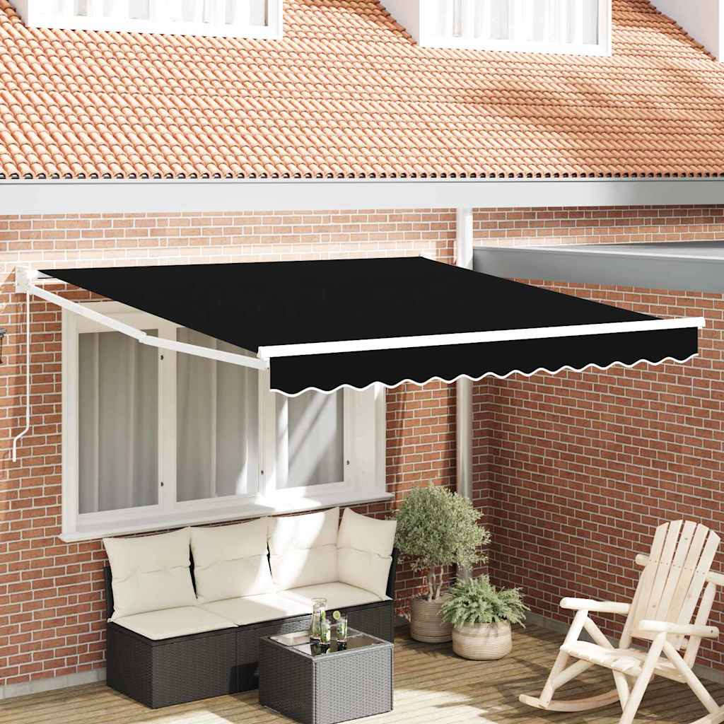 vidaXL Einziehbare Markise Schwarz 350 x 250 cm Stoff