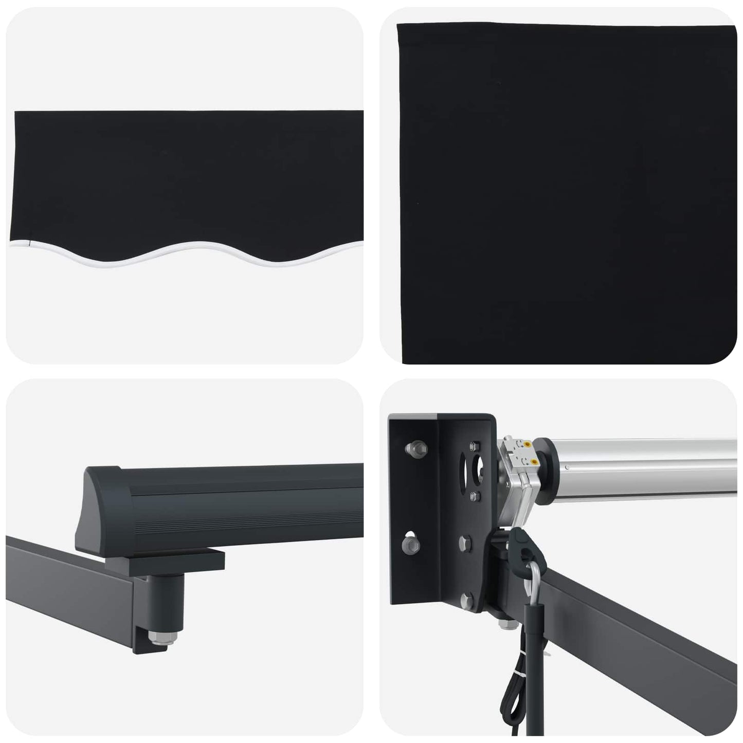 vidaXL Einziehbare Markise Schwarz 350 x 250 cm