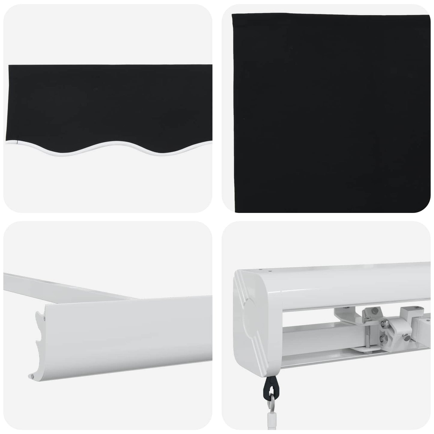 vidaXL Store banne rétractable Noir 350 x 250 cm Tissu et métal