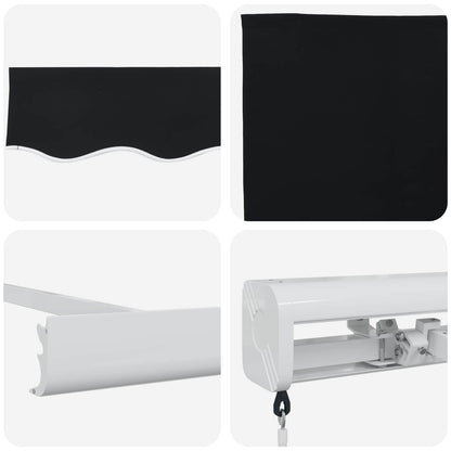 vidaXL Store banne rétractable Noir 350 x 250 cm Tissu et métal