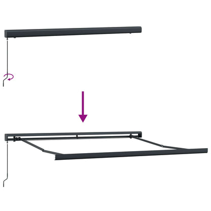 vidaXL Auvent rétractable noir 350 x 250 cm Tissu et métal