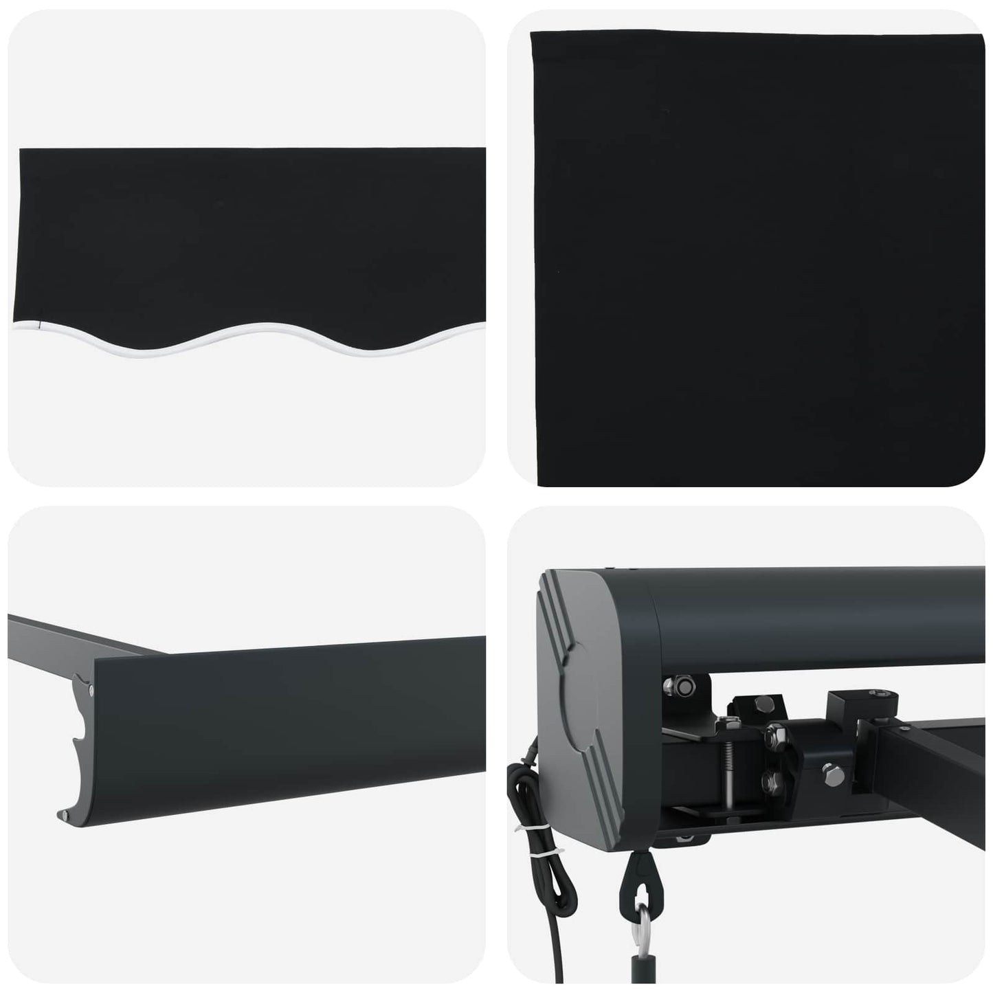 vidaXL Markise Schwarz 350 x 250 x 165 cm Polyester und Aluminium