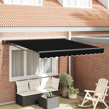vidaXL Einziehbare Markise Schwarz 350 x 250 cm Polyester und Metall