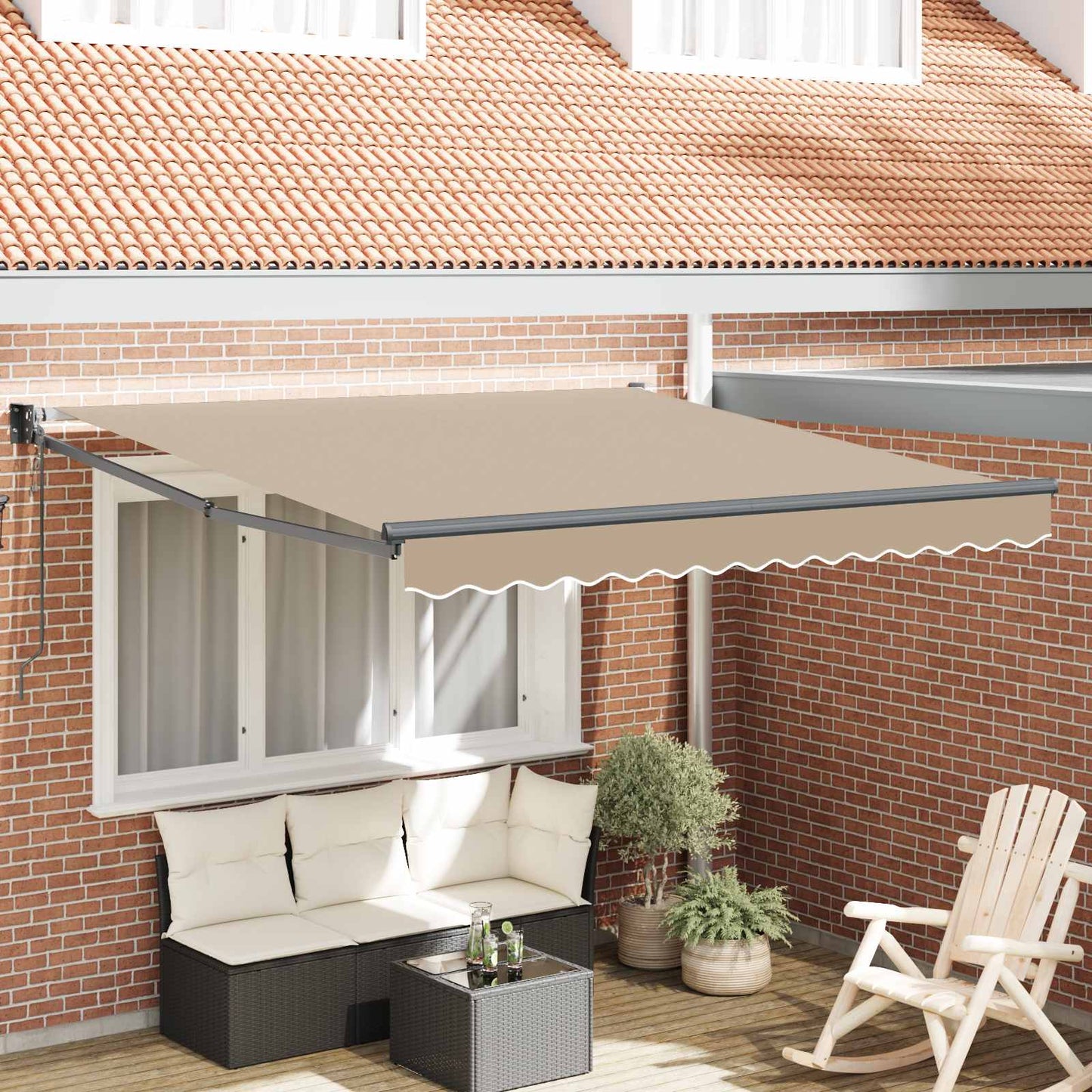 vidaXL Einziehbare Markise Beige 350 x 250 cm Polyester und Aluminium