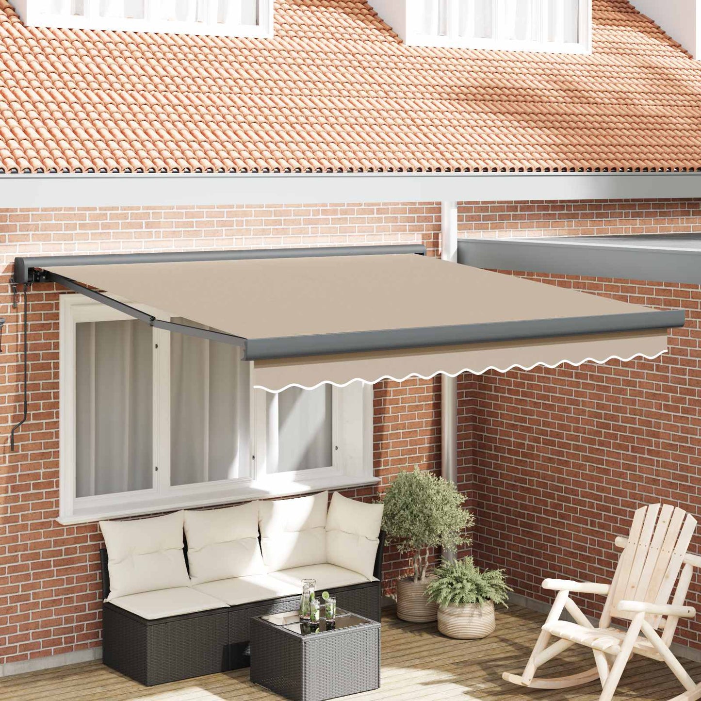 vidaXL Markise Beige 350 x 250 cm Polyester und Aluminium