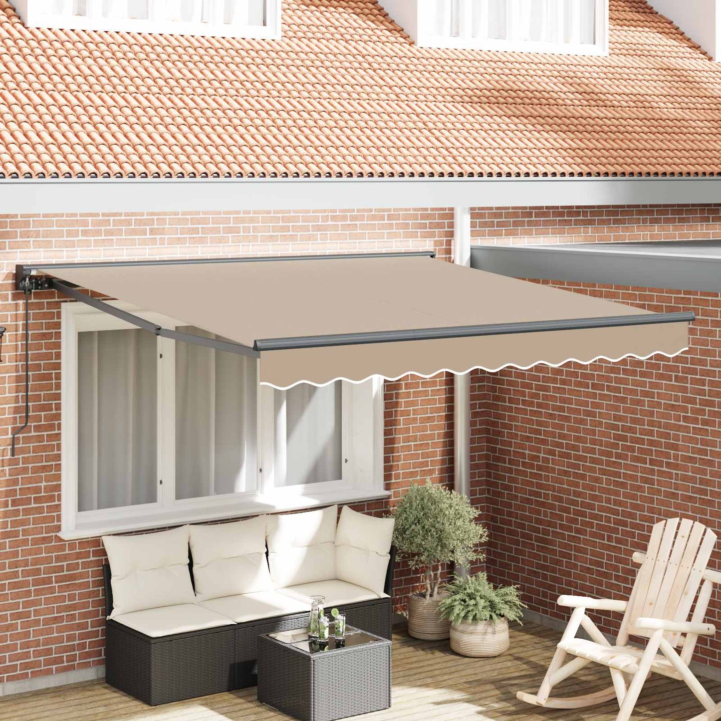 vidaXL Store banne rétractable beige 350 x 250 cm polyester et métal