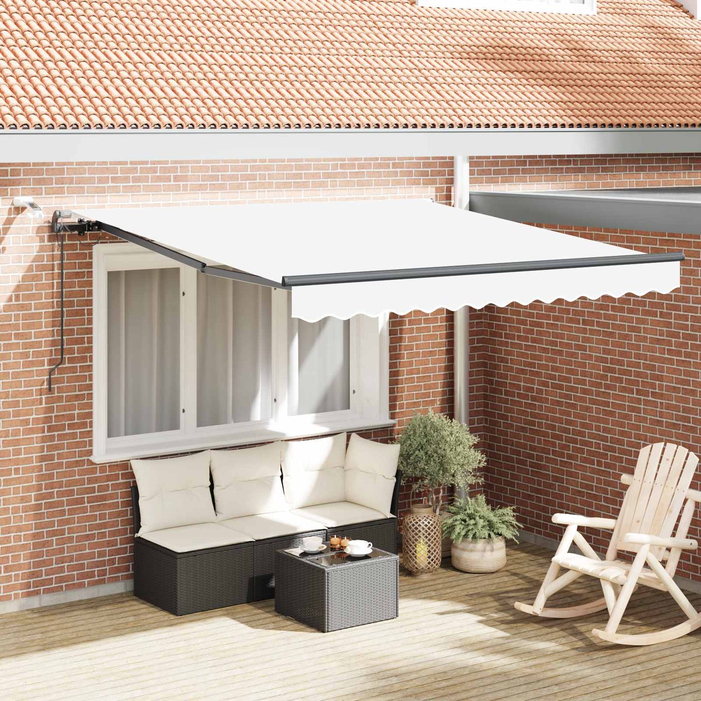 vidaXL Einziehbare Markise mit Weiß 350 x 250 cm Stoff