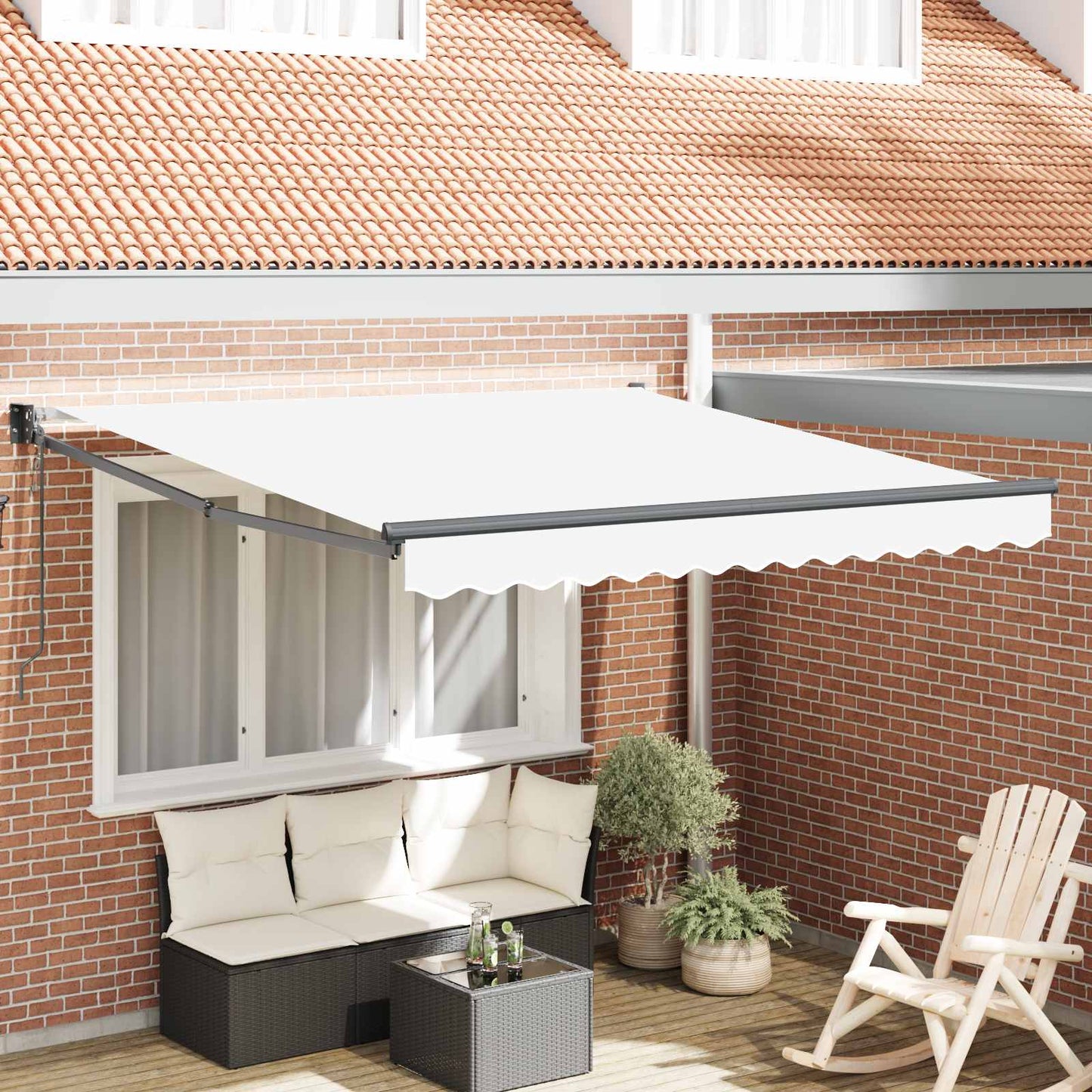 vidaXL Einziehbare Markise Weiß 350 x 250 cm Polyester und Aluminium
