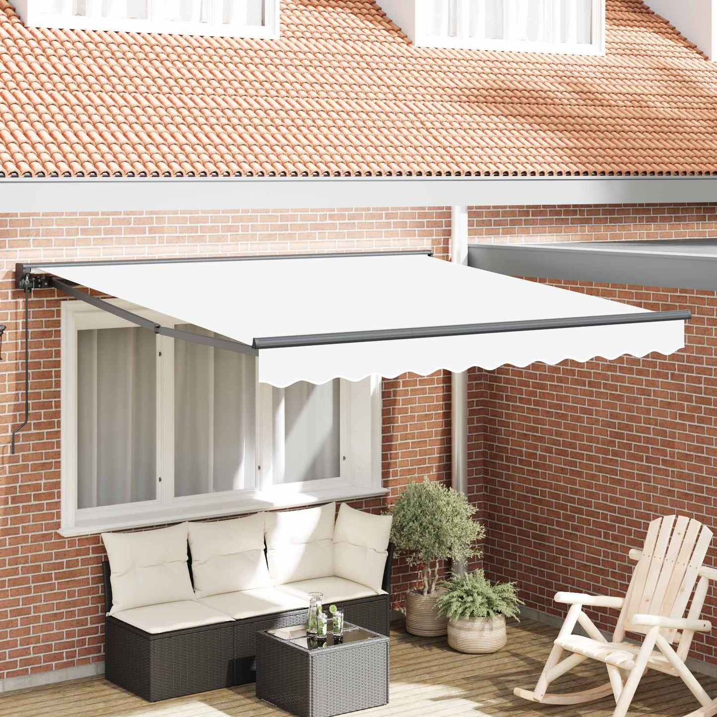 vidaXL Einziehbare Markise Weiß 350 x 250 cm Polyester und Metall