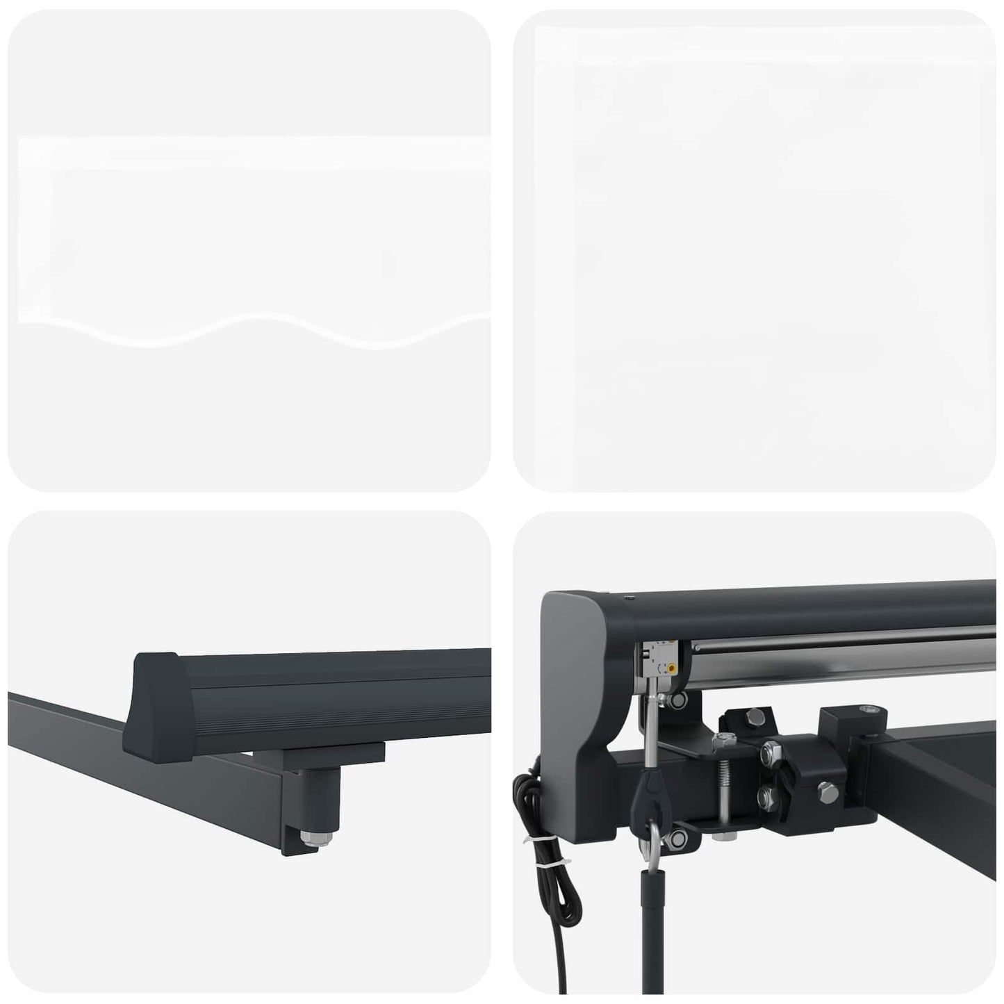 Einziehbare Markise Weiß 350 x 250 cm Aluminium und Stoff