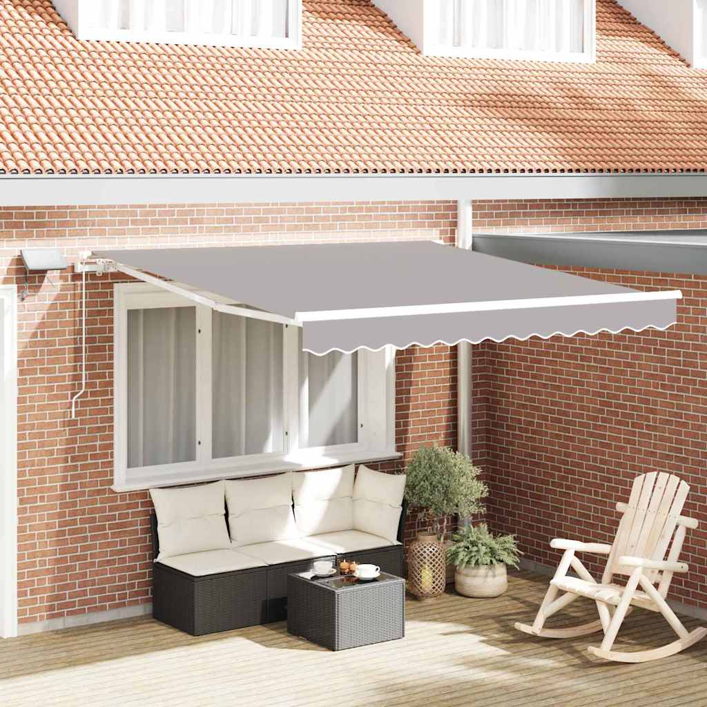 vidaXL Einziehbare Markise Hellgrau 350 x 250 cm Stoff und Stahl