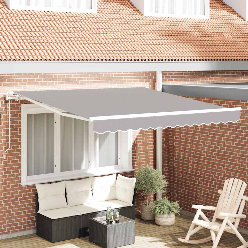 vidaXL Einziehbare Markise Hellgrau 350 x 250 cm Stoff
