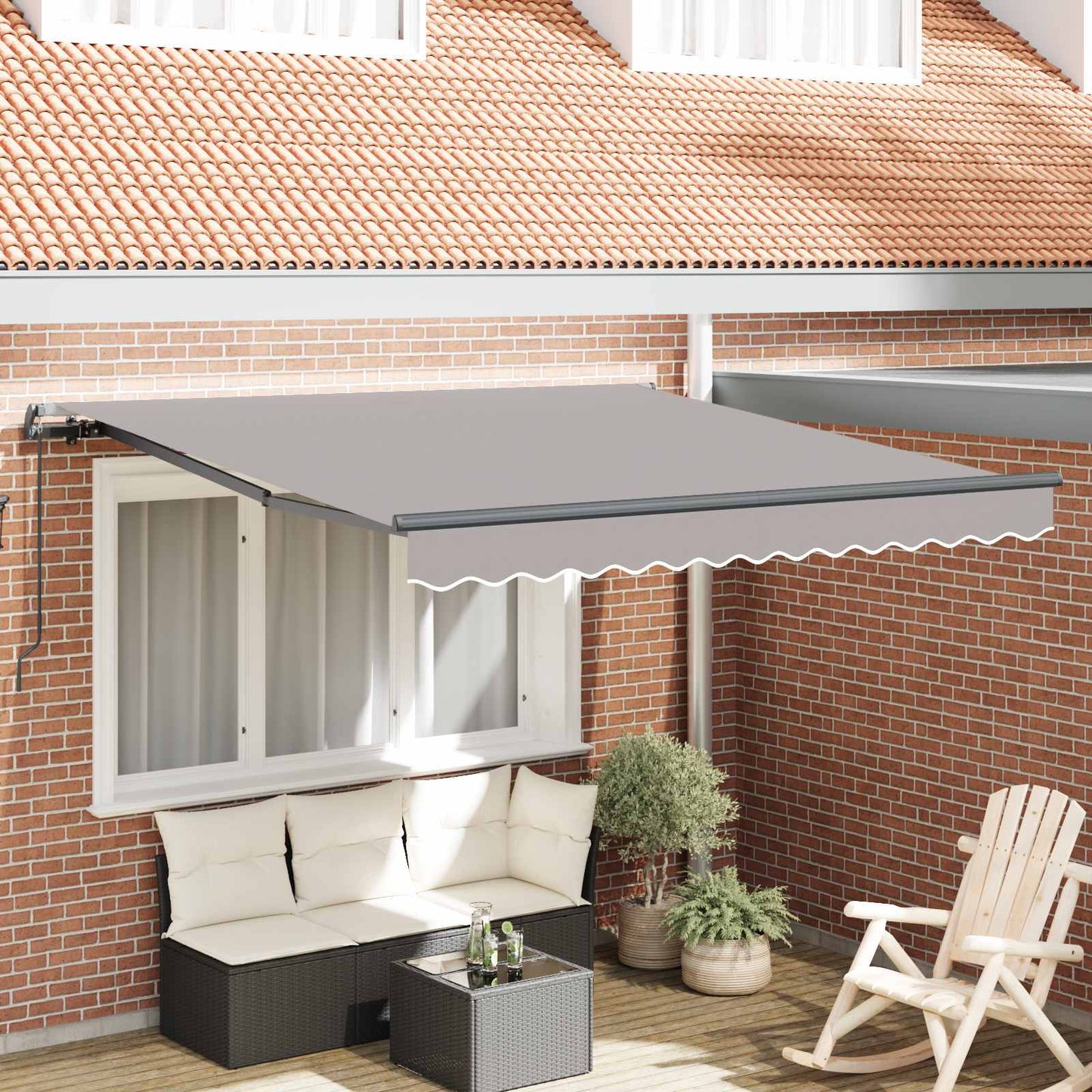 vidaXL Einziehbare Markise Hellgrau 350 x 250 cm Polyester und Stahl