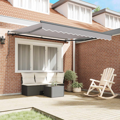 vidaXL Einziehbare Markise Hellgrau 350 x 250 cm Polyester und Stahl