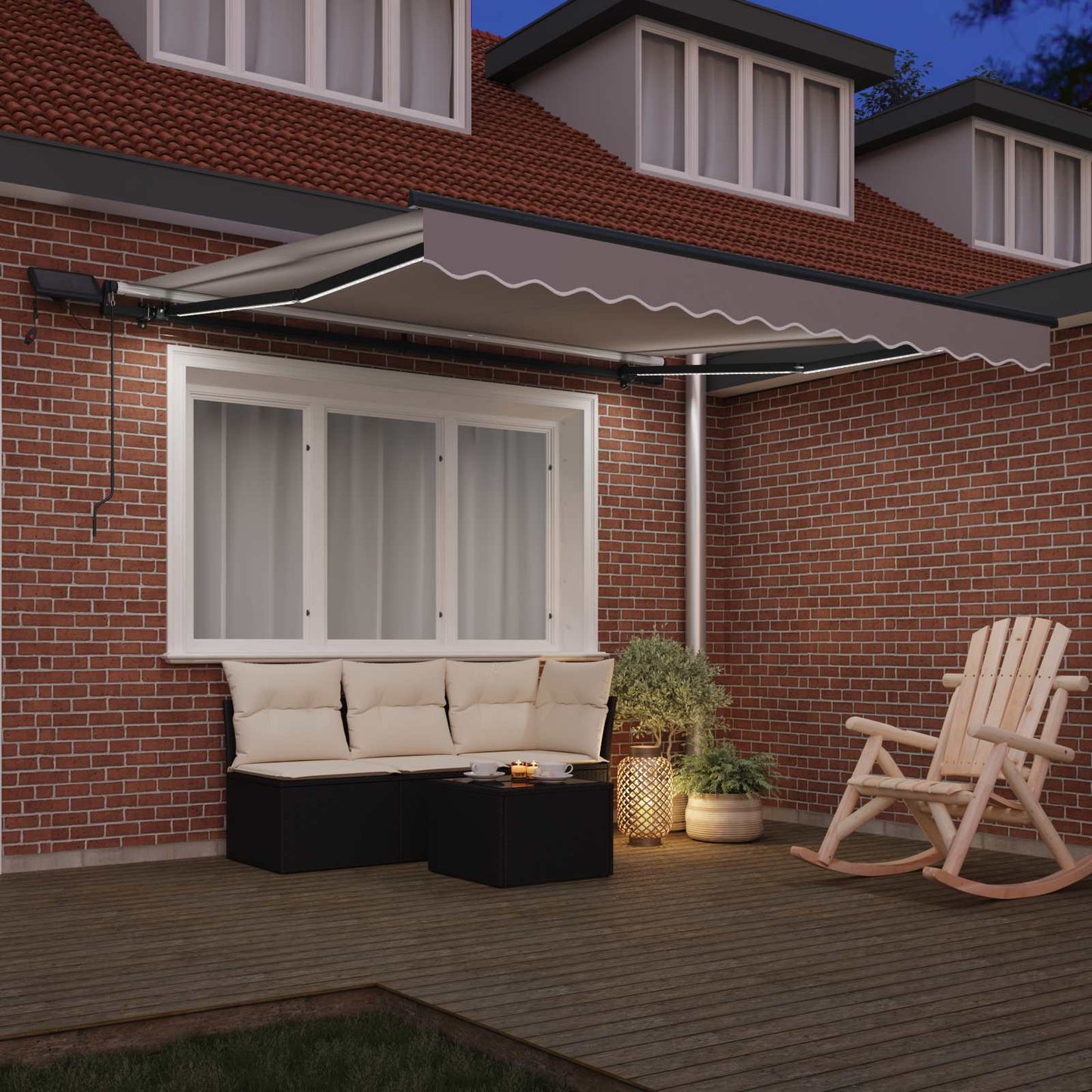 vidaXL Einziehbare Markise Hellgrau 350 x 250 cm Stoff