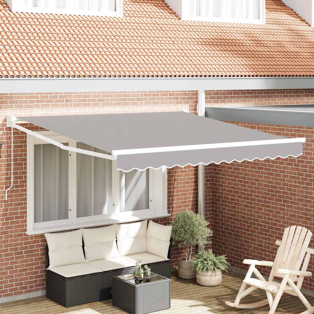 vidaXL Einziehbare Markise Hellgrau 350 x 250 cm Stoff