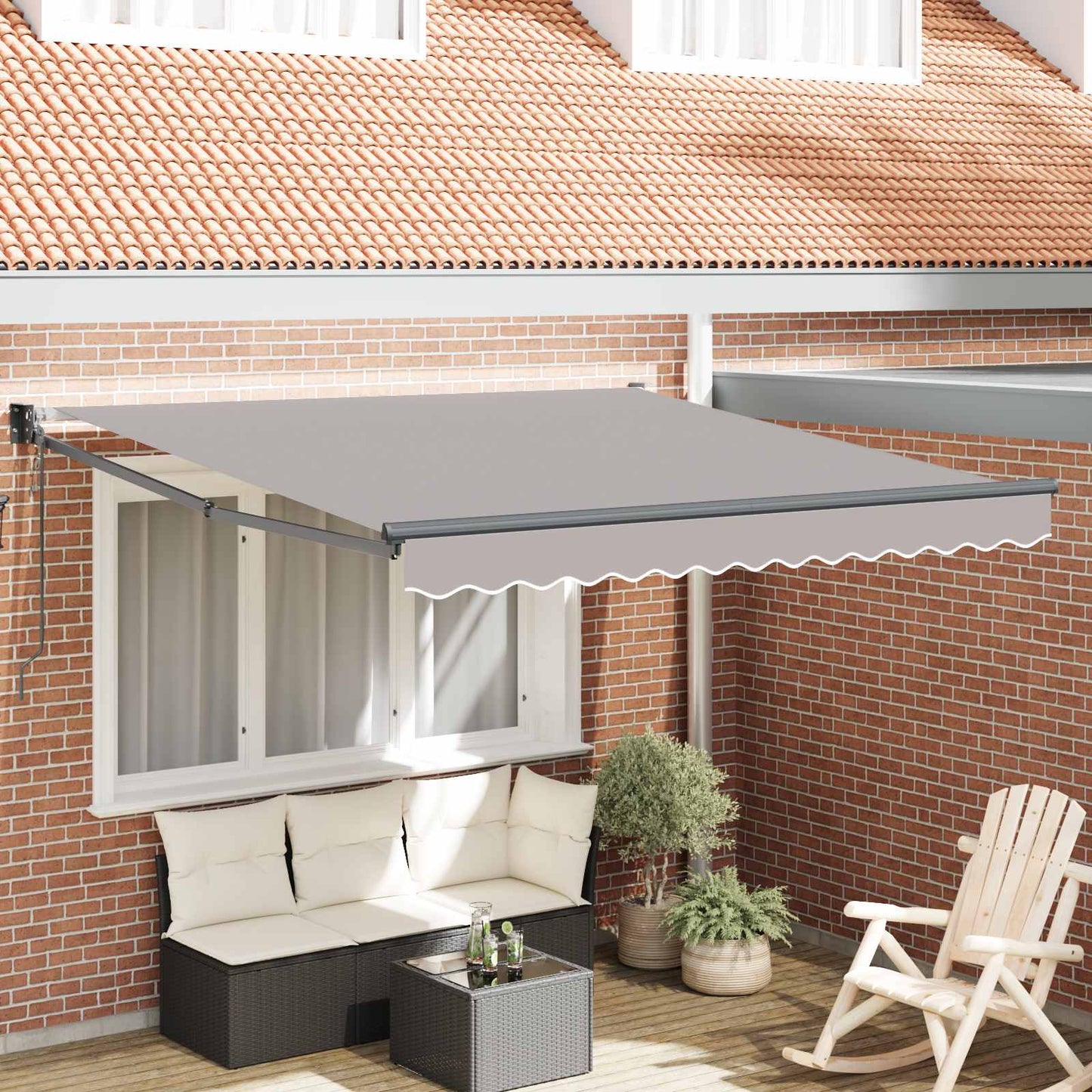 vidaXL Einziehbare Markise Hellgrau 350 x 250 cm