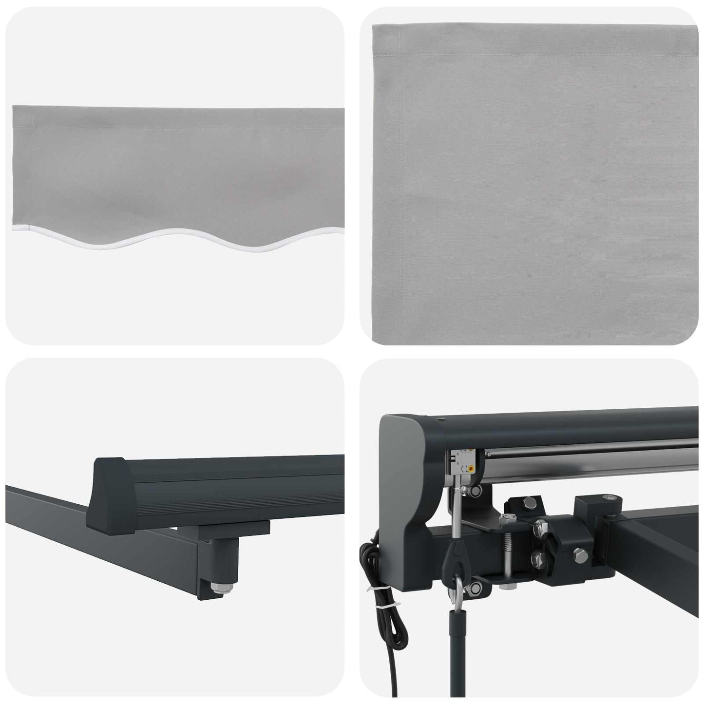 vidaXL Einziehbare Markise Hellgrau 350 x 250 cm Polyester und Metall
