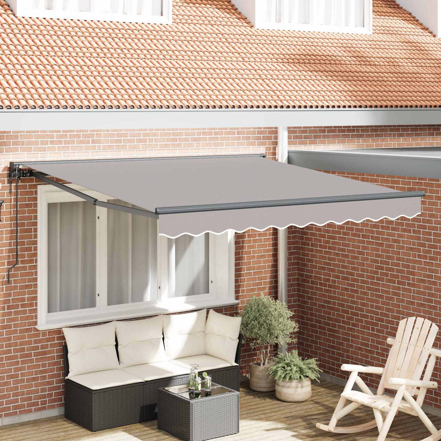 vidaXL Einziehbare Markise Hellgrau 350 x 250 cm Polyester und Metall
