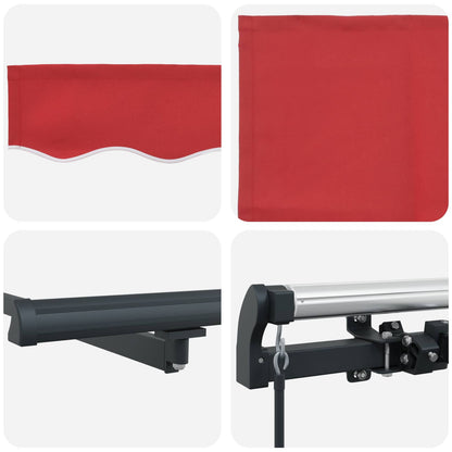 vidaXL Einziehbare Markise Rot 350 x 250 cm Polyester und Stahl