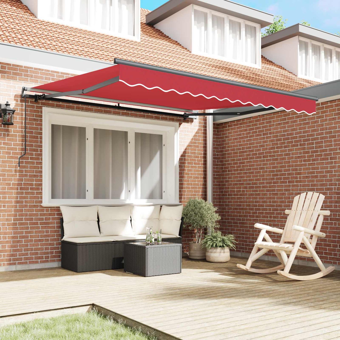 vidaXL Einziehbare Markise Rot 350 x 250 cm Polyester und Stahl