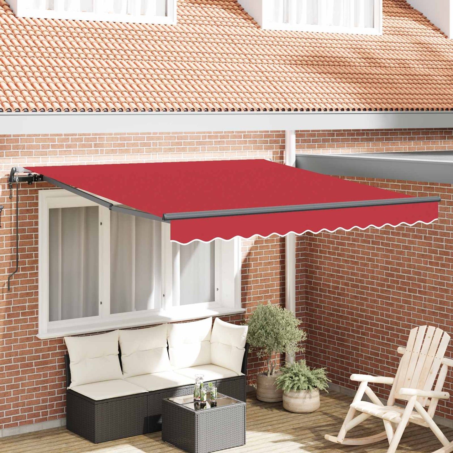 vidaXL Einziehbare Markise Rot 350 x 250 cm Stoff und Aluminium